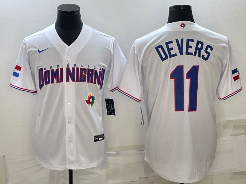 Men 2023 World Cub 11 Devers White Nike MLB Jersey7